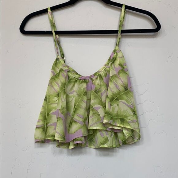 Show Me Your Mumu Flowy Lilac & Green Crop Top - Picture 1 of 5